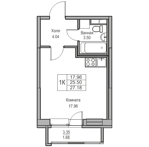 Студия 27.18 м²